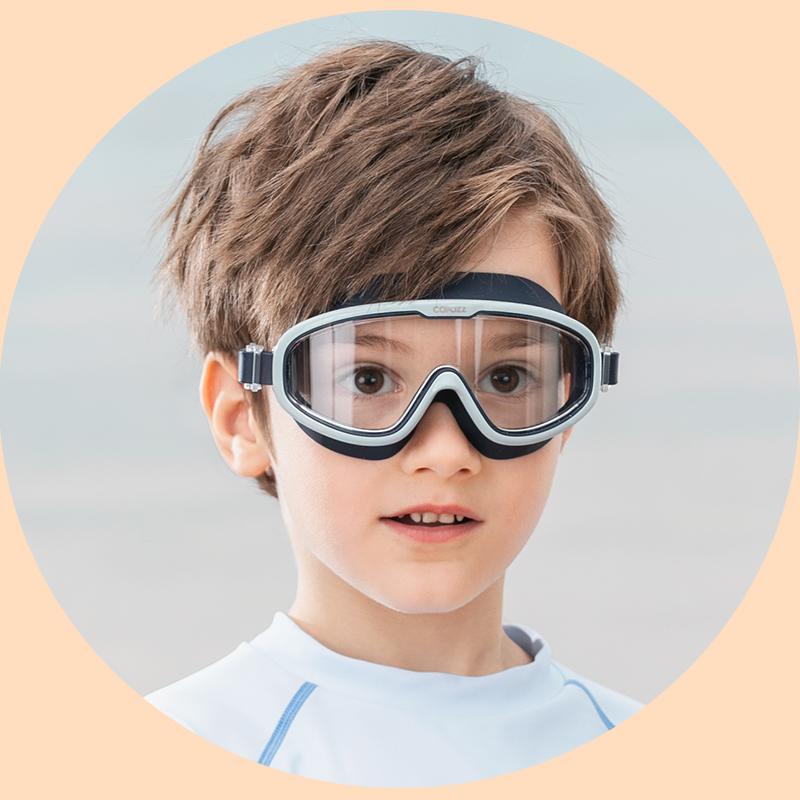 Kids Swimming Goggles Waterproof Adjustable Silicone Child Swim Glass Anti-fog UV Protection Big Frame Eyewear with Case