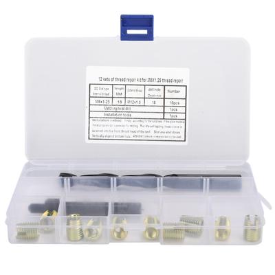 12PCS M8 X 1.25 Thread Repair Kit Self Tapping Thread Inserts Tool Set