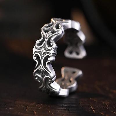 Yintai Fei Mode Retro Thailändischer Silber Offener Ring für Jungen und Mädchen - Trendy, Vielseitig, Personalisierter Antik-Stil.