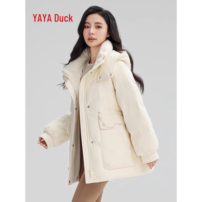 YAYA 2025 New Women's Waist-Cinching Detachable Hood Down Jacket