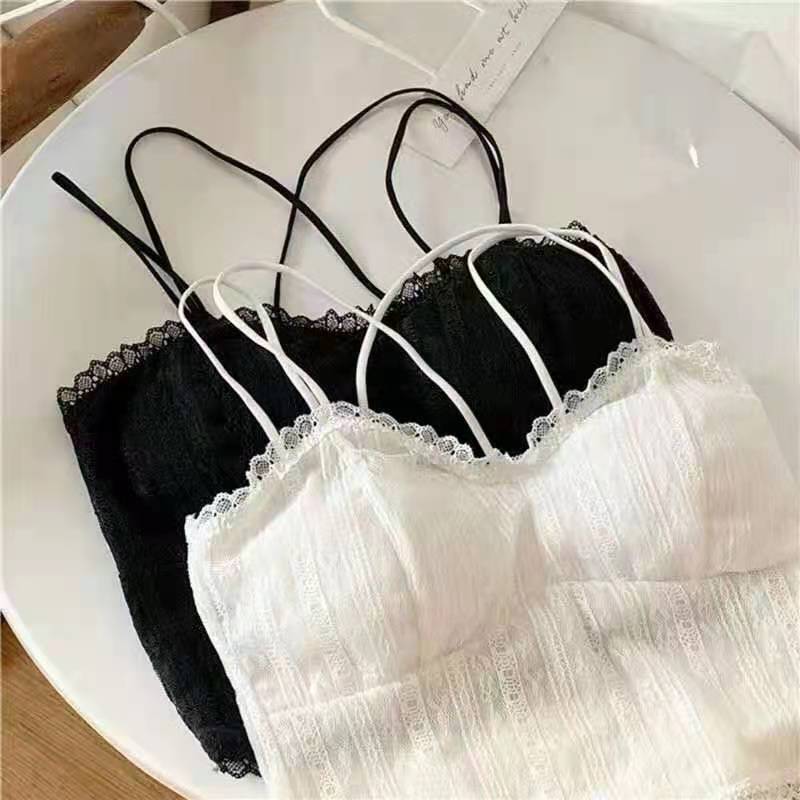 Tank Top Lace Crop Tops Women Summer Camis Backless Camisole Double Straps Tube Female Sleeveless Cropped Vest