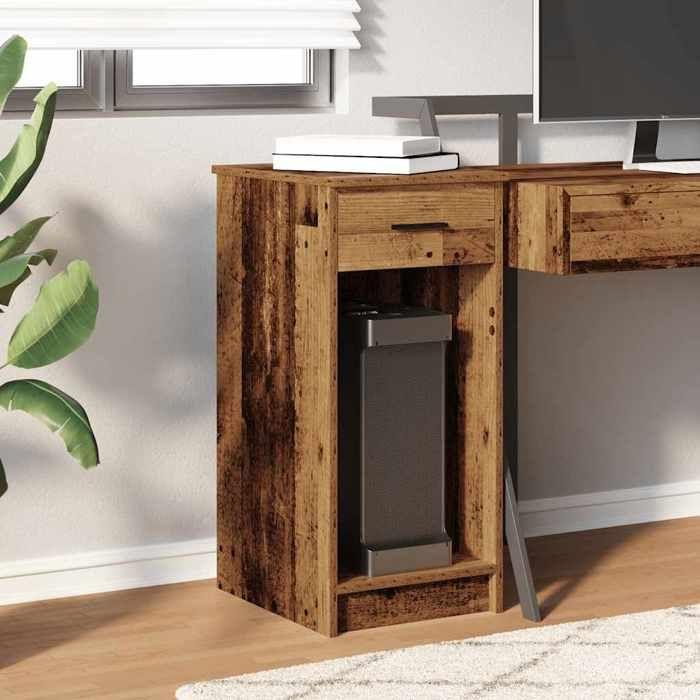 VidaXL Computer Tower Stand with Drawer Old Wood 35x45x77 Cm, PC Tower Stand, Support Desk Stand 858747
