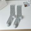 Summer Solid Color Mesh Middle Tube Women Socks Lightweight Breathable Fashion Versatile Ruffle Ballet Style Lolita Girls Socks