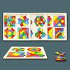 4 in 1 Montessori Tangram Jigsaw Puzzle Toy Wooden Geometric Shape Colorful Cognition Puzzle Wood Building Blocks Gifts for Kids