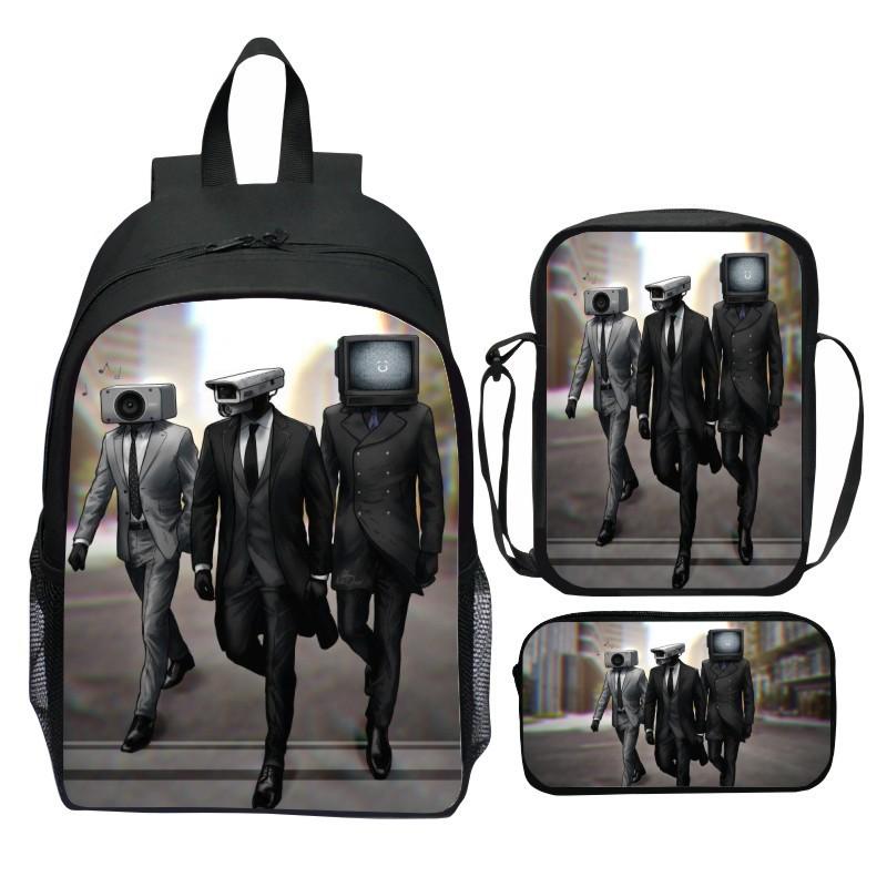 Skibidi toiletman schooltas titan monitorman rugzak schoudertas etui driekoppige set