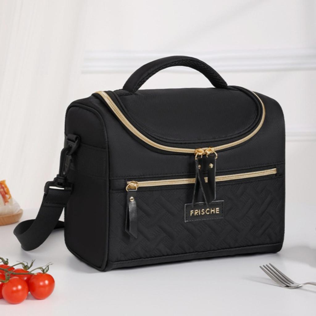 Large Insulated Lunch Bag, Portable Insulated Handbag with Adjustable Shoulder Strap and Handle, Hot and Cold Food Carrier, Outdoor Beach Cooler Bag