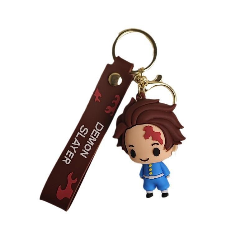 Anime Demon Slayer Key Ring Kimetsu No Yaiba Model Kamado Tanjirou Key Chain Car Keyring Schoolbag Pendant Presents