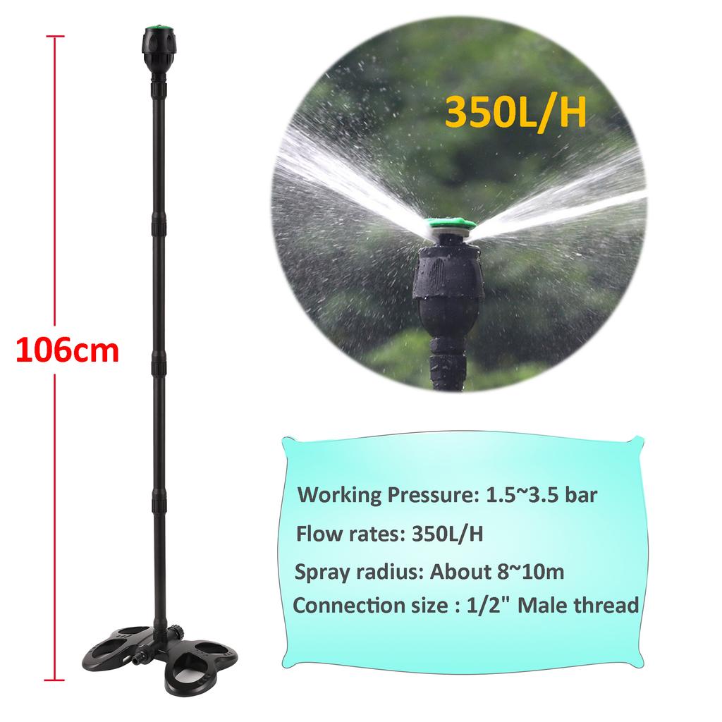 Rotierende Sprinklerdüse mit Basis Erweiterte Unterstützung Rotierende Düse Pflanzen Blumen Bewässerung Haus Gartengerät Bewässerungsset Werkzeug