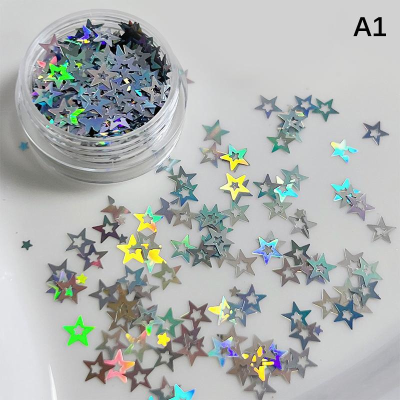 Kawaii Star Glitter Laser Nail Flakes Pentagram Sequins DIY Manicure Accessories Small Flash Nail Charms for Creative Nail Art