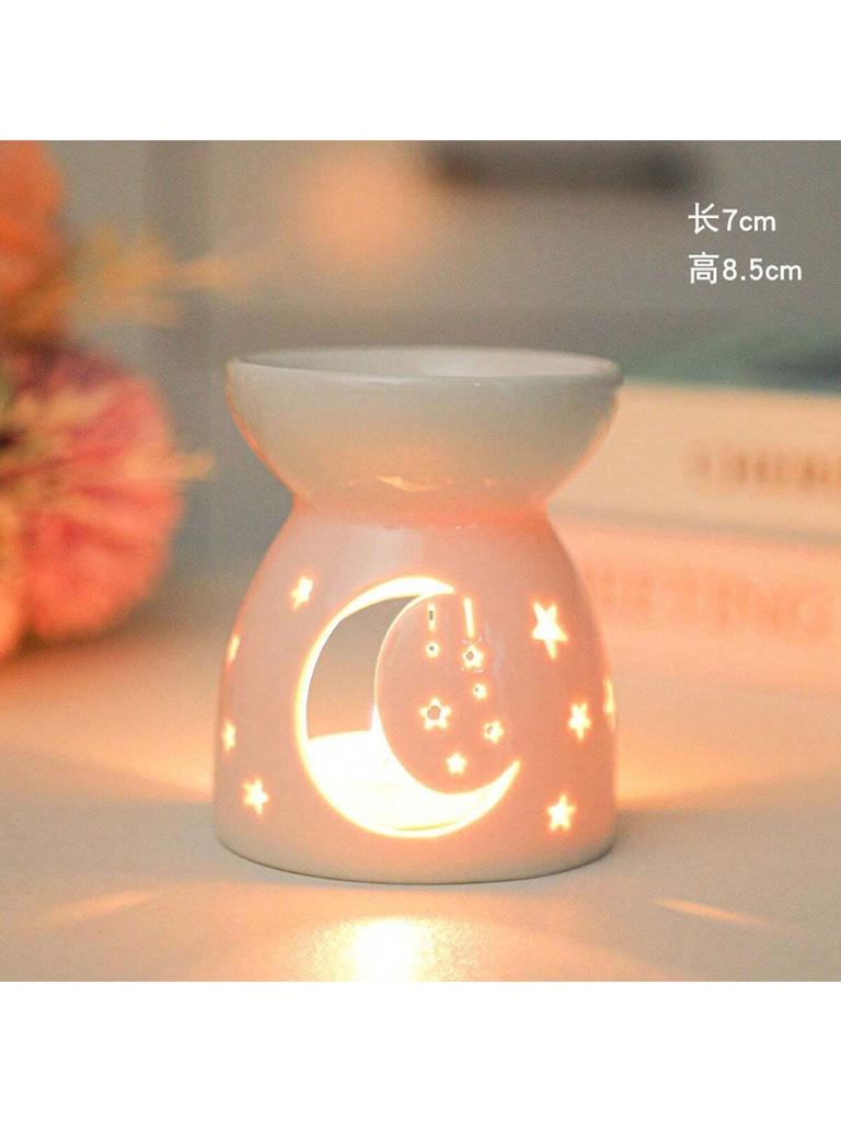 Delicate Mini Ceramic Hollow Floral, Heart, Moon & Star Shaped Aromatherapy Candle Holder, Fragrance Oil Diffuser Burner.