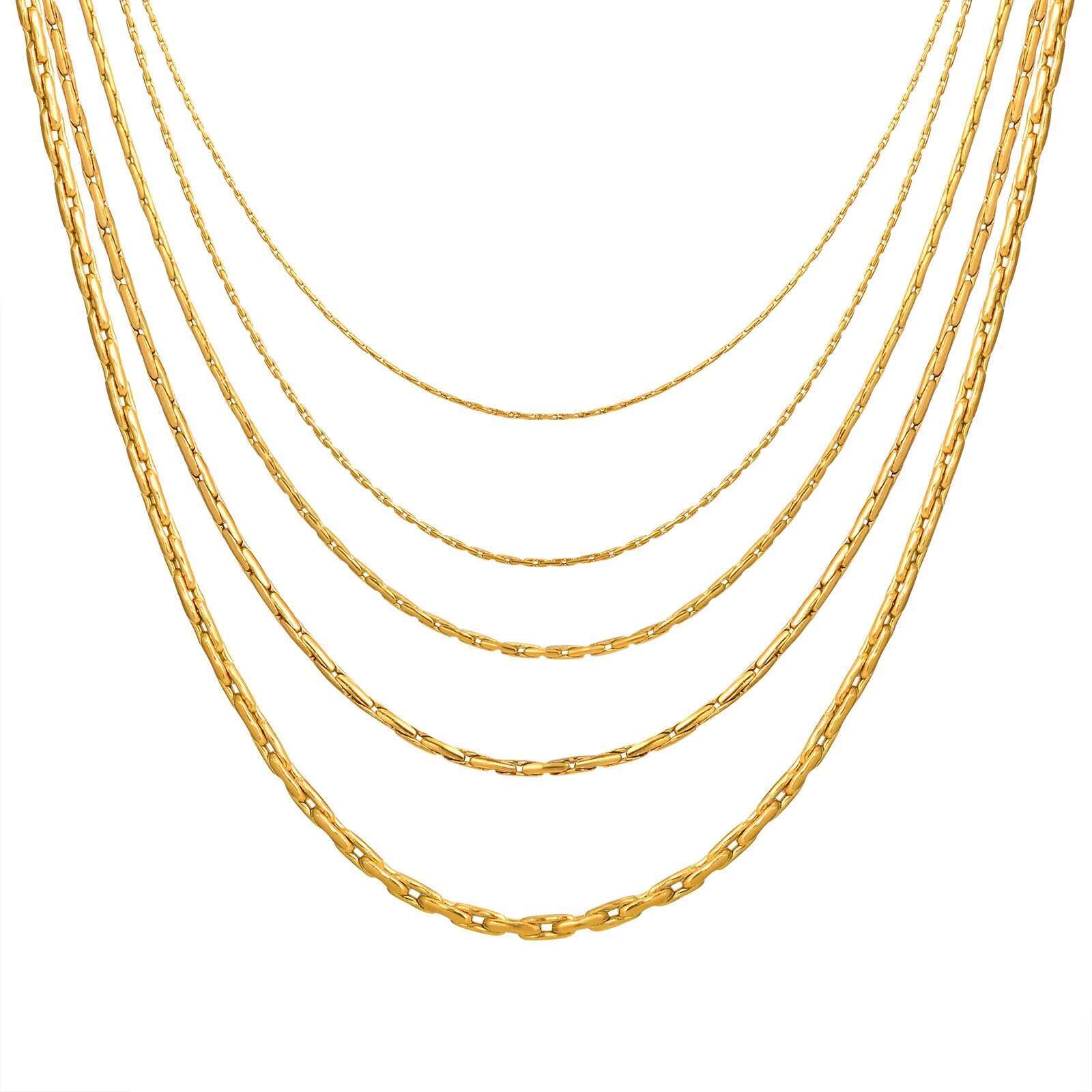 

Stainless Steel Chain Necklace for Women, 0.6/0.8/1.0mm/1.8mm/2.3mm Thin Italian Choker Necklace 40cm-45cm Width 6mm