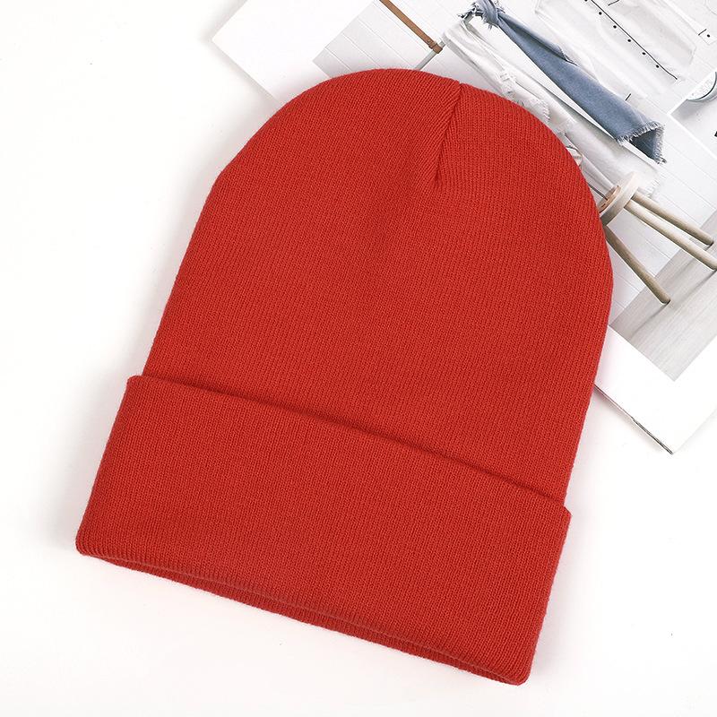 Custom Logo Unisex High Quality Plain Blank Color Winter Hat Cap Acrylic Knitted Beanie