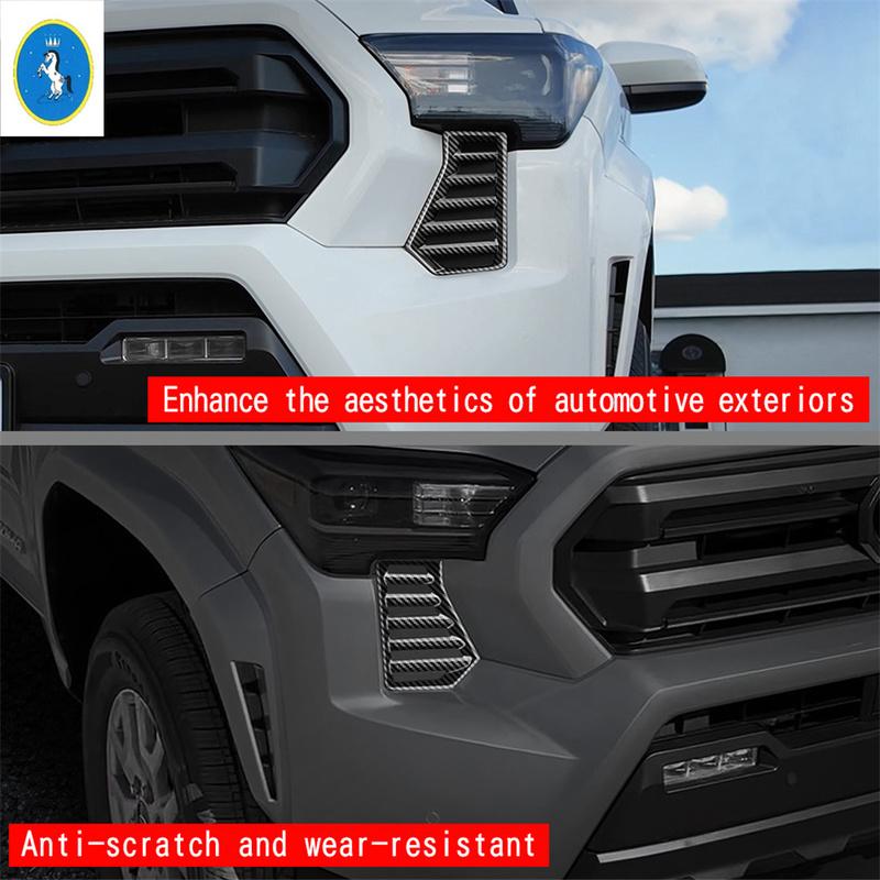 Black Auto Exterior Head Light Grille Air AC Outlet Vent Frame Decoration Cover Trim ABS Accessories For Toyota Tacoma 2024 2025