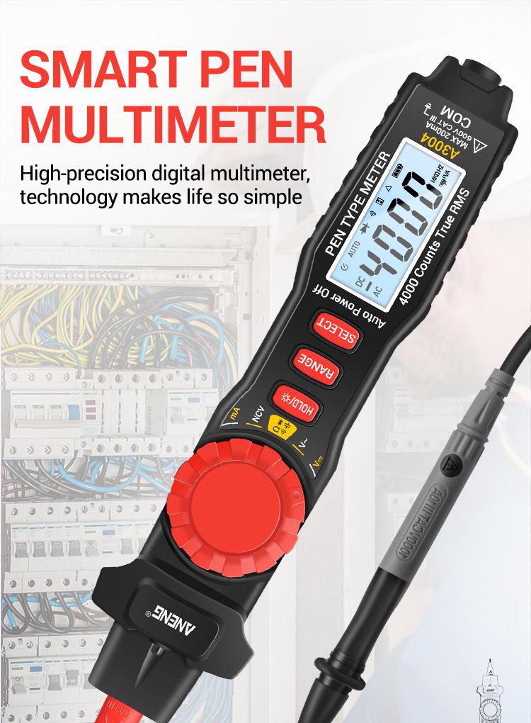 ANENG A3004 Smart Pen Multimeter - High Precision Digital Display for Electricians