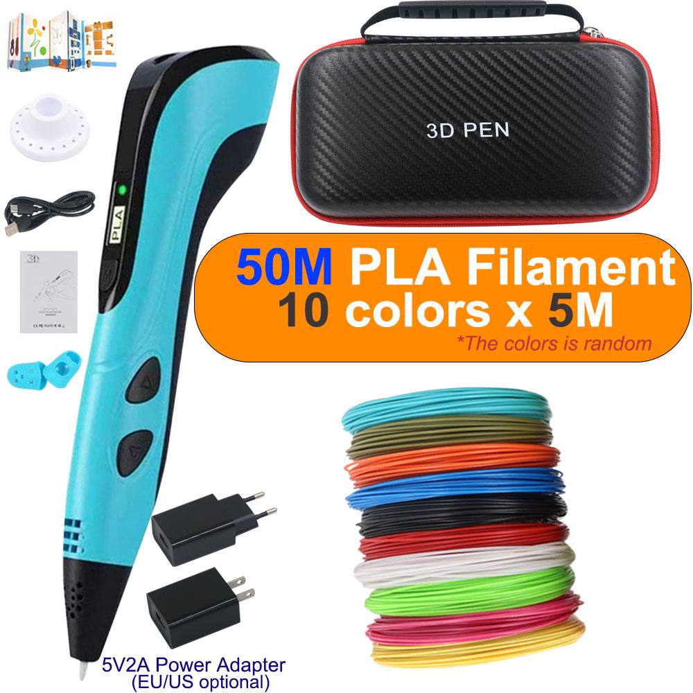 Neuer 3D-Druckstift 3D-Stift-Set für Kinder mit Netzteil PLA-Filament Reiseetui Geburtstags-Weihnachtsgeschenk für Kinder