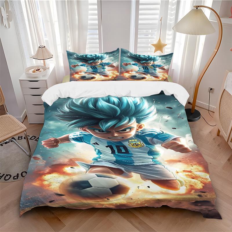 3pcs Dragon Ball Soccer Hero Bedding Set, Includes One Quilt Cover and Two Pillowcases, Bedroom and Guest Room Decoration. T72311157