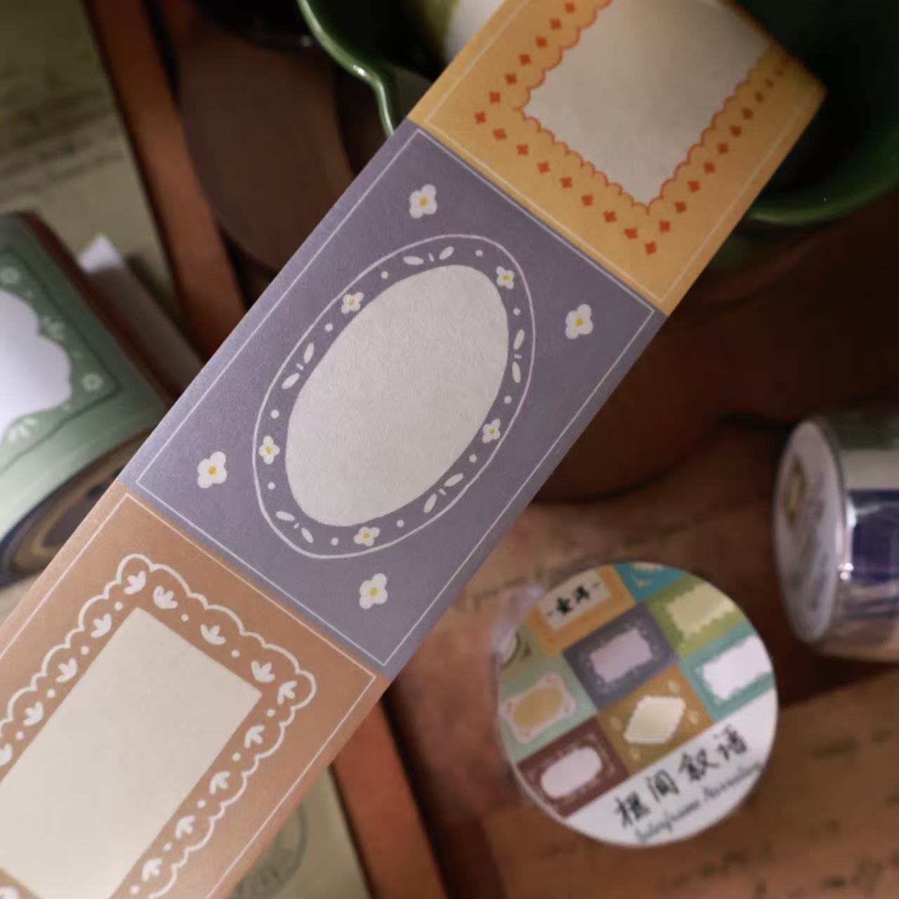 Light retro salt journal planner [frame narrative] PET washi tape Die cut 5m roll