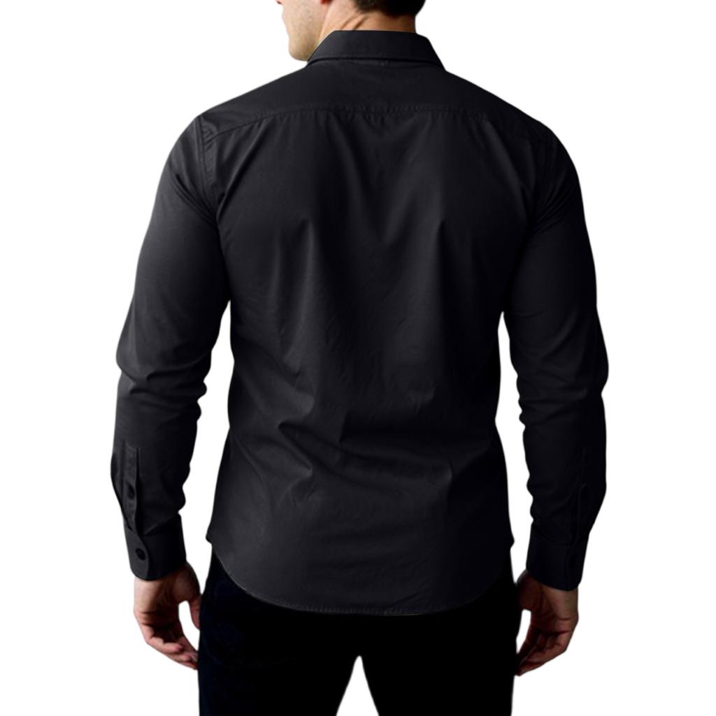 Chemise Homme Sport Fitness Affaires Loisirs Col Retourné Manches Longues