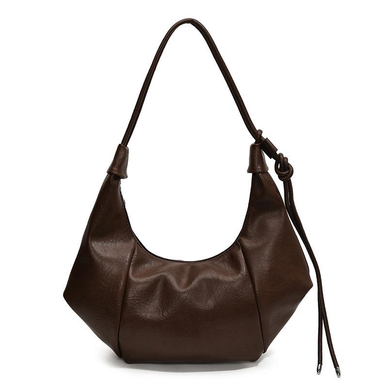 New Large-capacity Retro Soft Leather Dumpling Bag Women's Lazy Style Casual Shoulder Messenger Bag