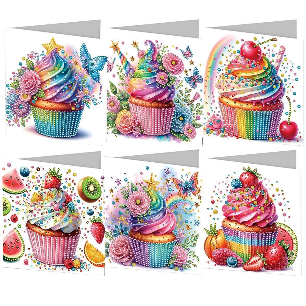 6pcs Diamond Painting Christmas Cards Handmade 5D Rhinestone Embroidery Arts Cards Kits Diamond Painting Greeting Thank You Card