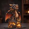 Resin Figurine Light Up Dragon Figurine, Gothic Castle Statue, Decorative Indoor Outdoor Decorations Fantasy Creature Ornament for Home, Office Table,