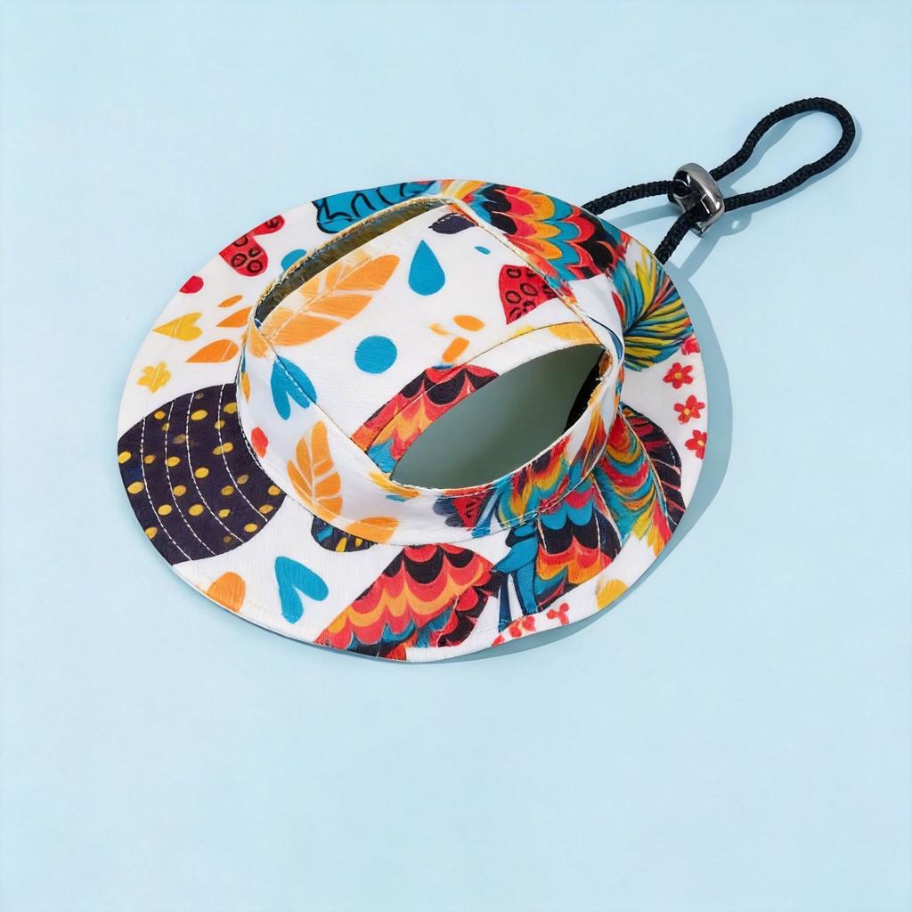 Pet hats for dogs and cats - summer outdoor sun hats, cute ear-revealing hats, adjustable sun protection for fishermen-style hats.