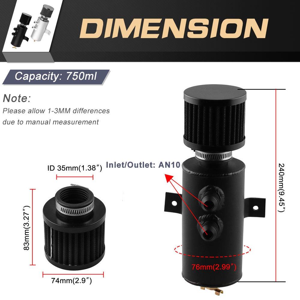Universal 0.75L Car Oil Catch Tank Can Reservoir With Breather Car Fuel Filter Modified Parts