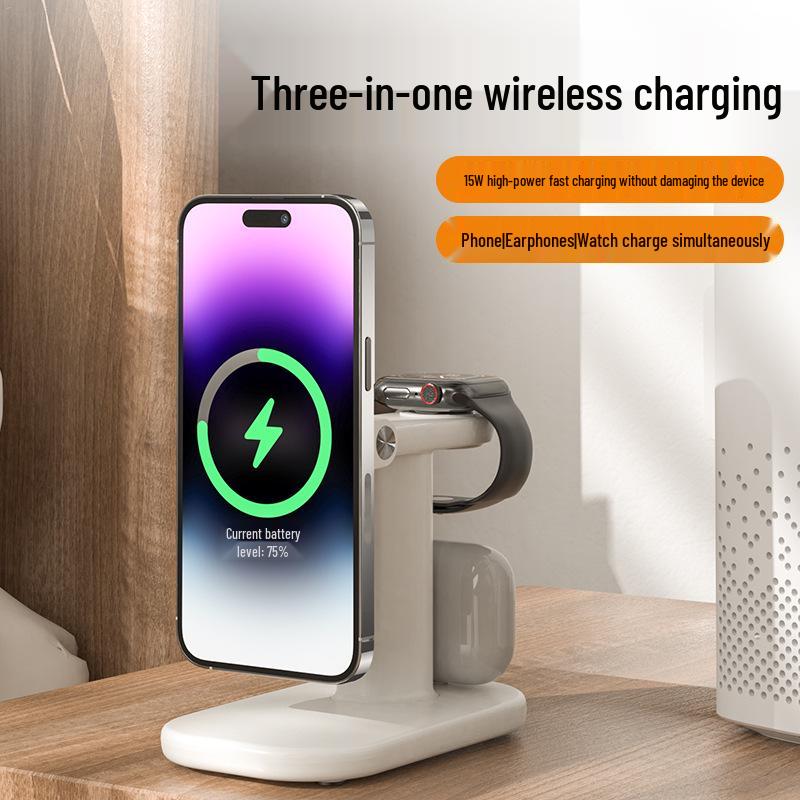 3-in-1 Wireless Charger: Magnetic Stand & 25W Fast Charging for Apple