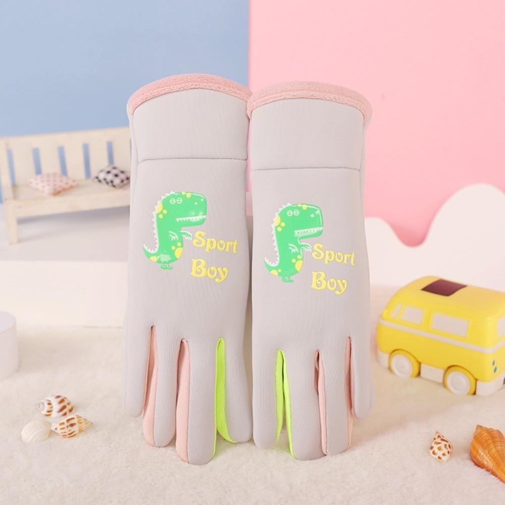 Cartoon Dinosaur Kids Winter Cycling Gloves Windproof Children's Outdoor Gloves  Snowy Day