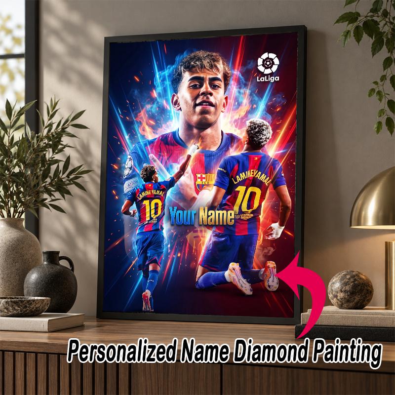Custom Name Lamine Yamal 5D Diamond Painting Personalized Full Drill Diamond Art Kit Gift