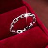 Classic Chain Shaped Women Silver Color Ring Inlaid Shiny Cubic Zirconia Trendy Party Daily Versatile Elegant Jewelry