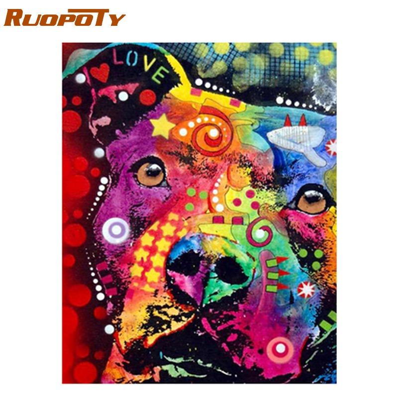 

RUOPOTY рамка волк DIY картина по номерам каллиграфия живопись акриловая краска по номерам настенная художественная картина для домашнего декора 40x50CM NO Frame