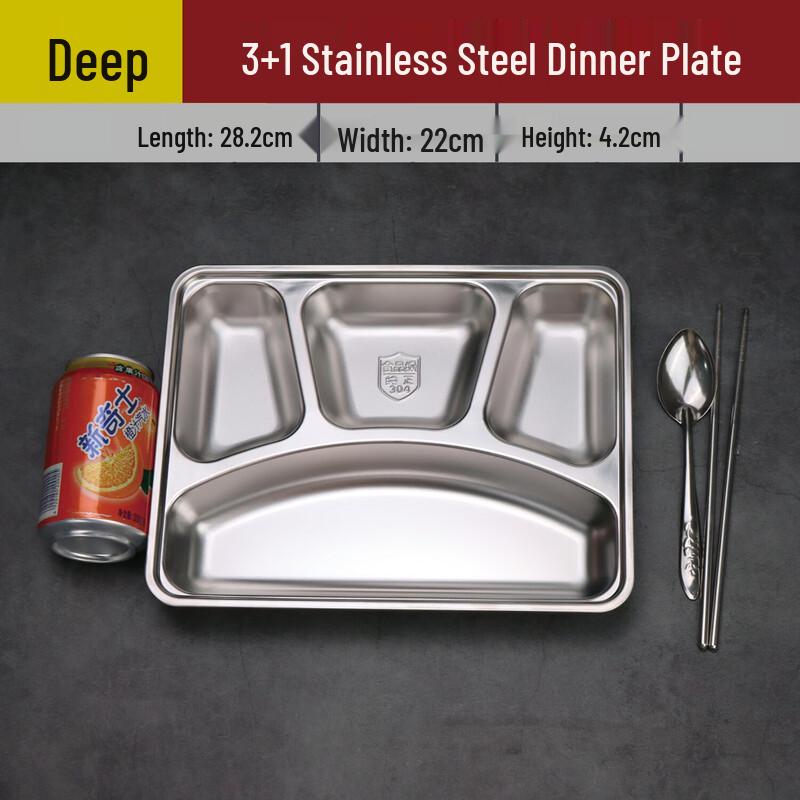 

Stainless Steel 5-Compartment Meal Plate with Lid, 2-Pack