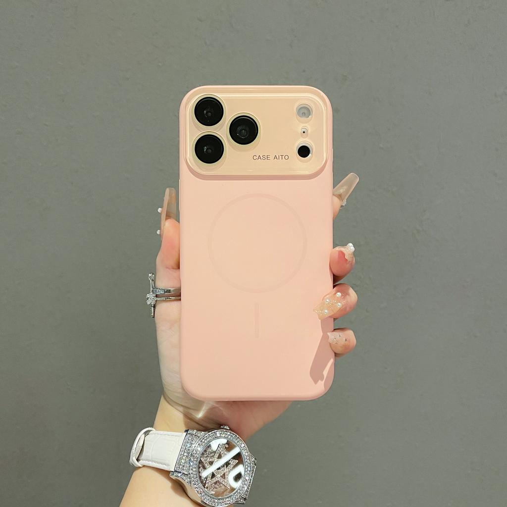 Large Window Magnetic Liquid Silicone Case For iPhone 17 Air 16 15 14 13 Pro Max For Magsafe Wireless Charge Matte Protect Cover