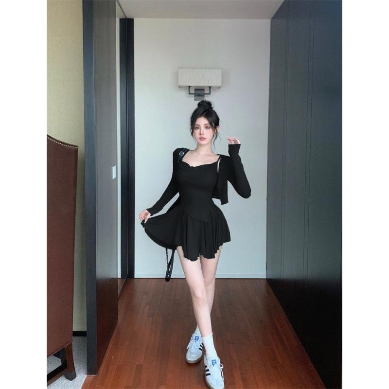 Pure Desire Style Spice Girl Suit Women's Spring Summer New Fried Street Slim and Thin Irregular Suspender Skirt Three-piece Set