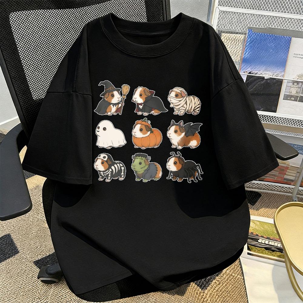 Funny Halloween Guinea Pig Shirt Cute Gifts Guinea Pig Mom Tshirt Guinea Owner Gifts Cute Ghost Pumpkin Vampire Pet Tops