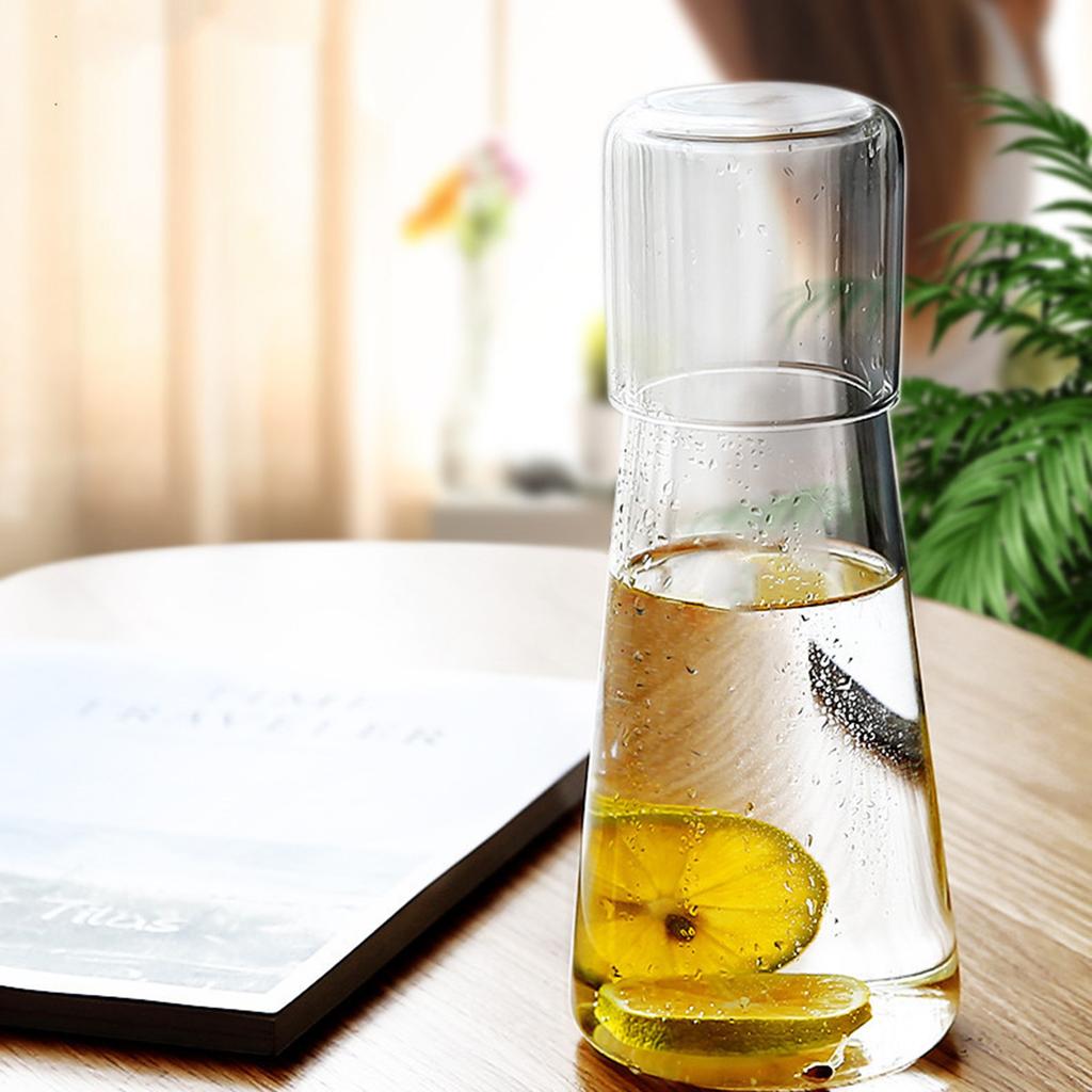 Transparenter Wasserkessel Hochborosilikatglas Wasserkrug Küchenwasserbehälter Sommer Kaltwasserflasche mit staubdichtem Deckel