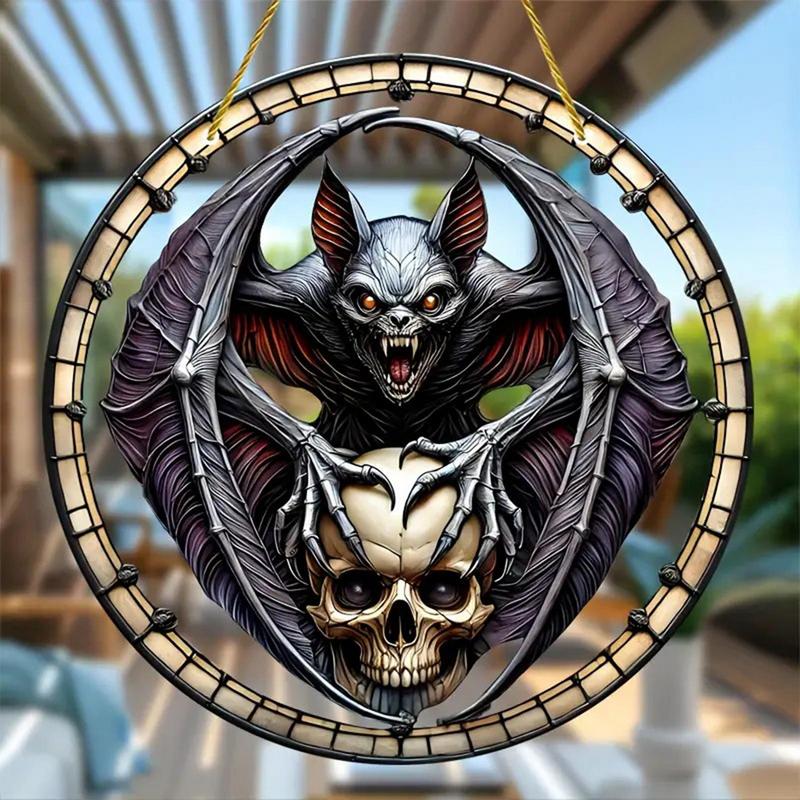 Halloween Bat Ornaments 2D Acrylic Wall Art Decor Halloween Decoration Decorative Pendant For Living Room Home Kitchen