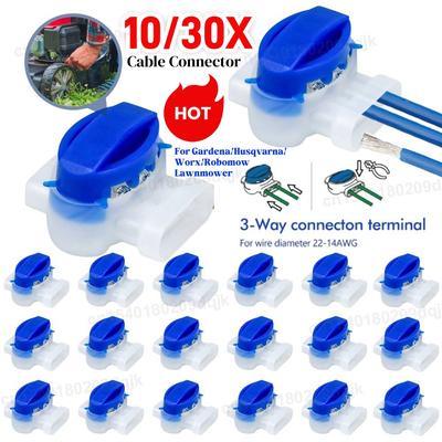 30-10PC 3 Pin 314 Connectors Robotic Lawn Mower Connectors for Gardena/Husqvarna/Worx/Robomow Lawnmower Electric Cable Terminal