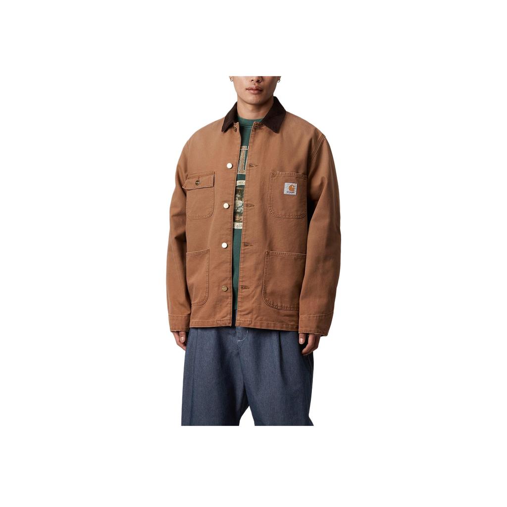 Carhartt WIP Chore Loose Diamond Quilted Square Label Long Sleeve Jacket Men Jacket Brown I035281-00S-3K