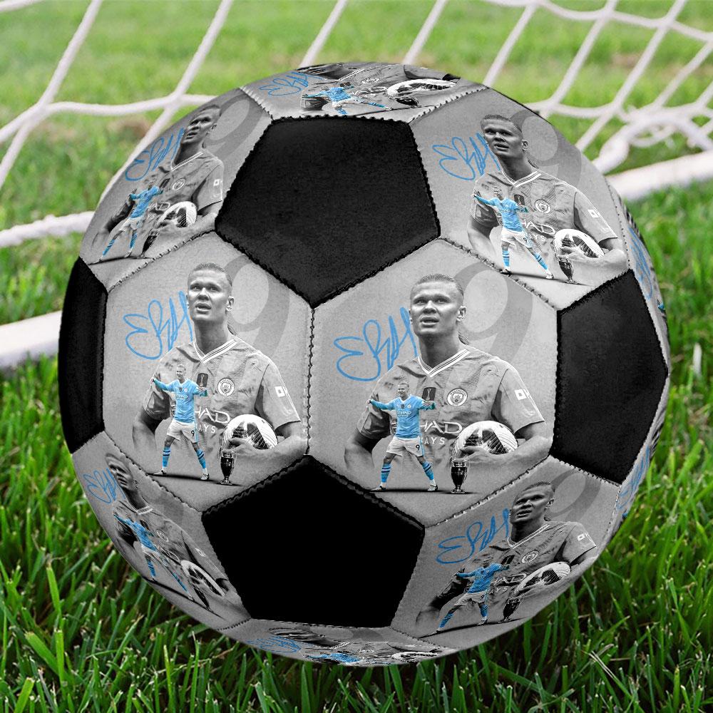 Erling Size 5 Soccer Ball, Machine-Stitched PVC, Durable & High Bounce, All Ages Fit, Fan Merchandise, Matches & Outdoor Use.