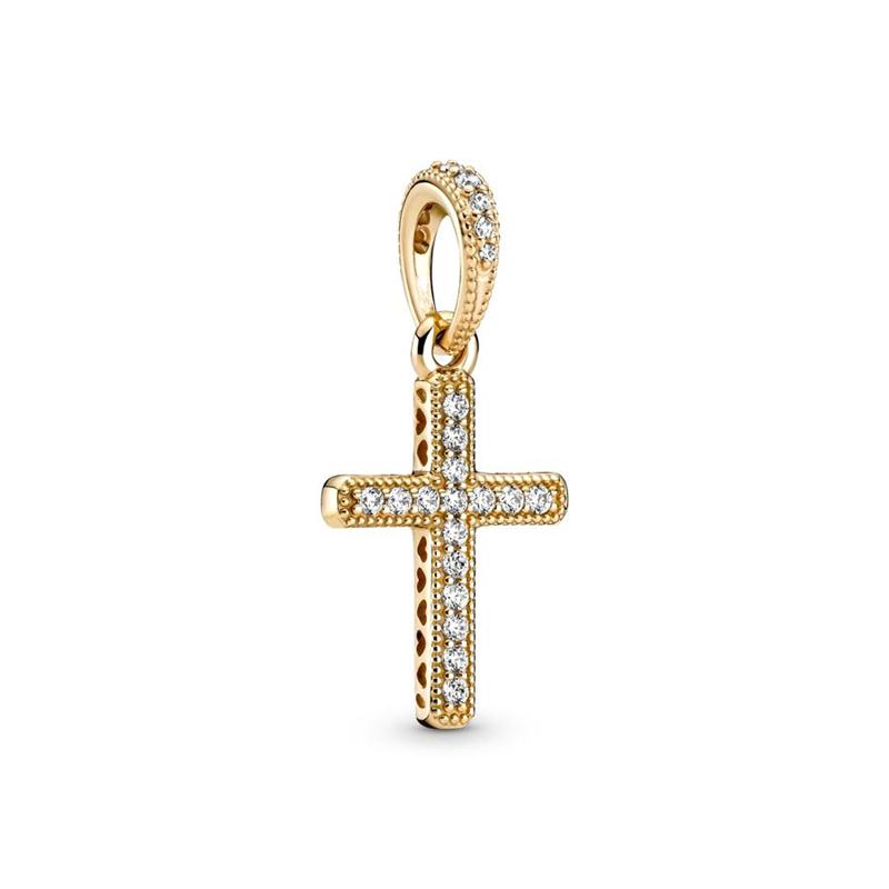 Funkelnder Kreuzanhänger Kreuz & Herz Schutzengel Charms Passend für Original Europäische Armbänder DIY Damenschmuck Geschenk