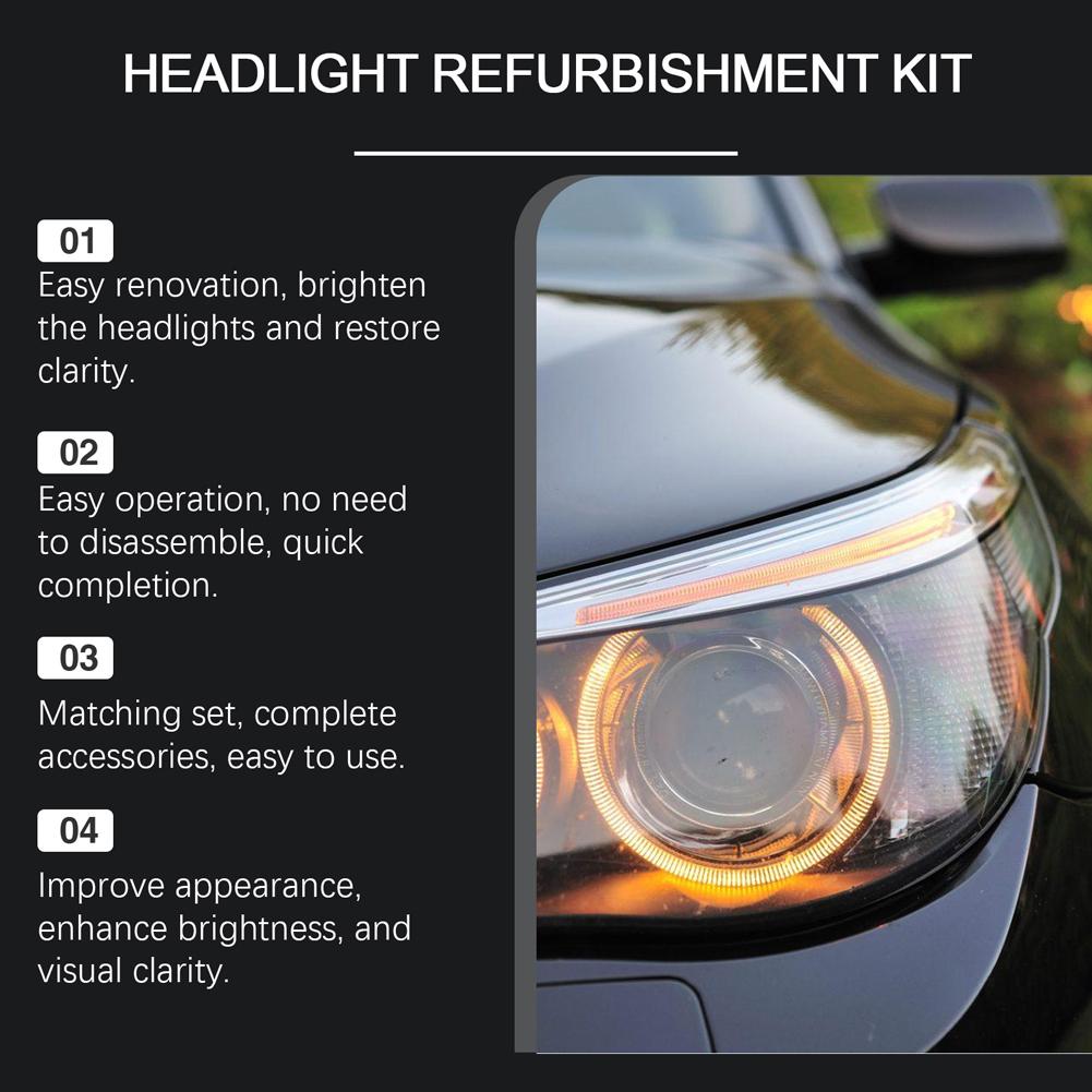 Car Headlamp Repair Kits with Wipe & Sponge Brush Auto Headlight Scratches Restoration DIY Kit Cars Lens Cleaner Safe Formula