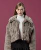 Koleat [Mink Ver.] Oversized Crop Quilted Button Shearling Jacket [Ash Grey] Vegan Fur Ver.