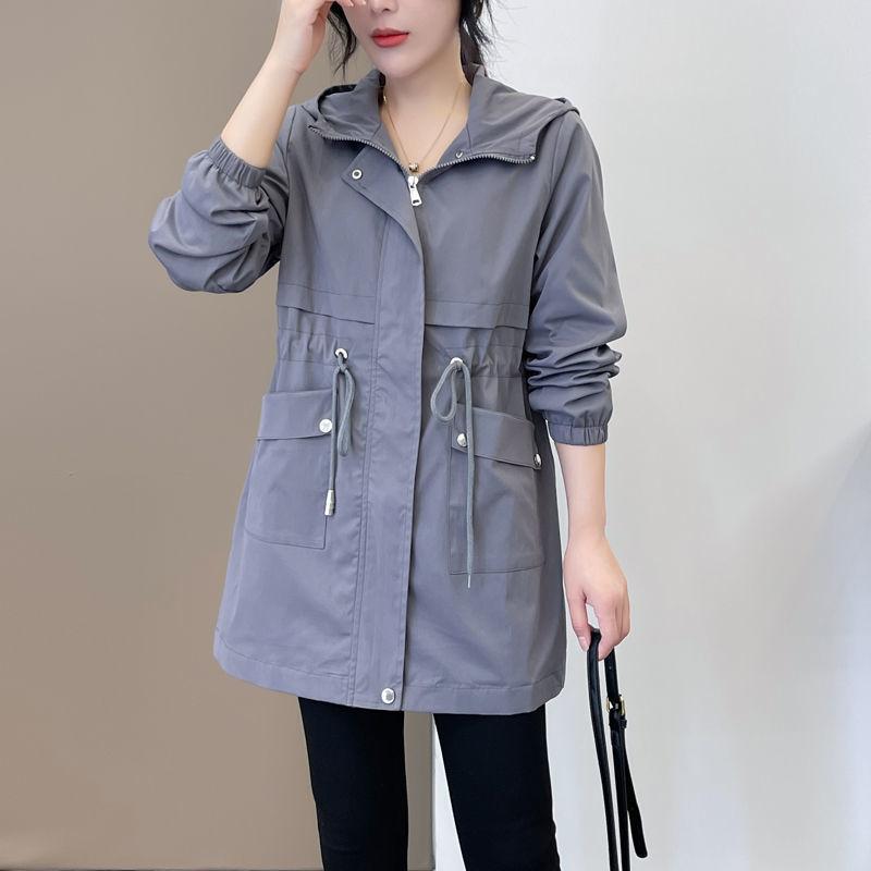 Damen Windjacke Frühling Herbst Mantel Mode Übergröße Stehkragen Damenjacke