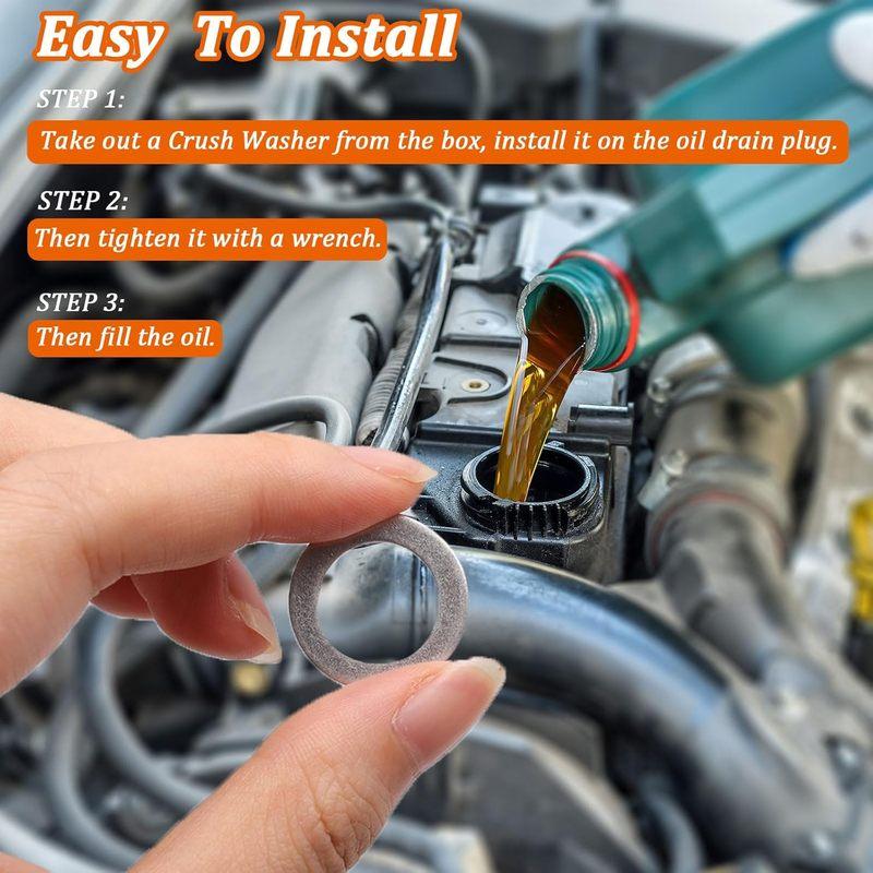580PCS Oil Crush Washer Kit, 18 Sizes Drain Plug Gaskets for Automotive, Aluminum M6-M24