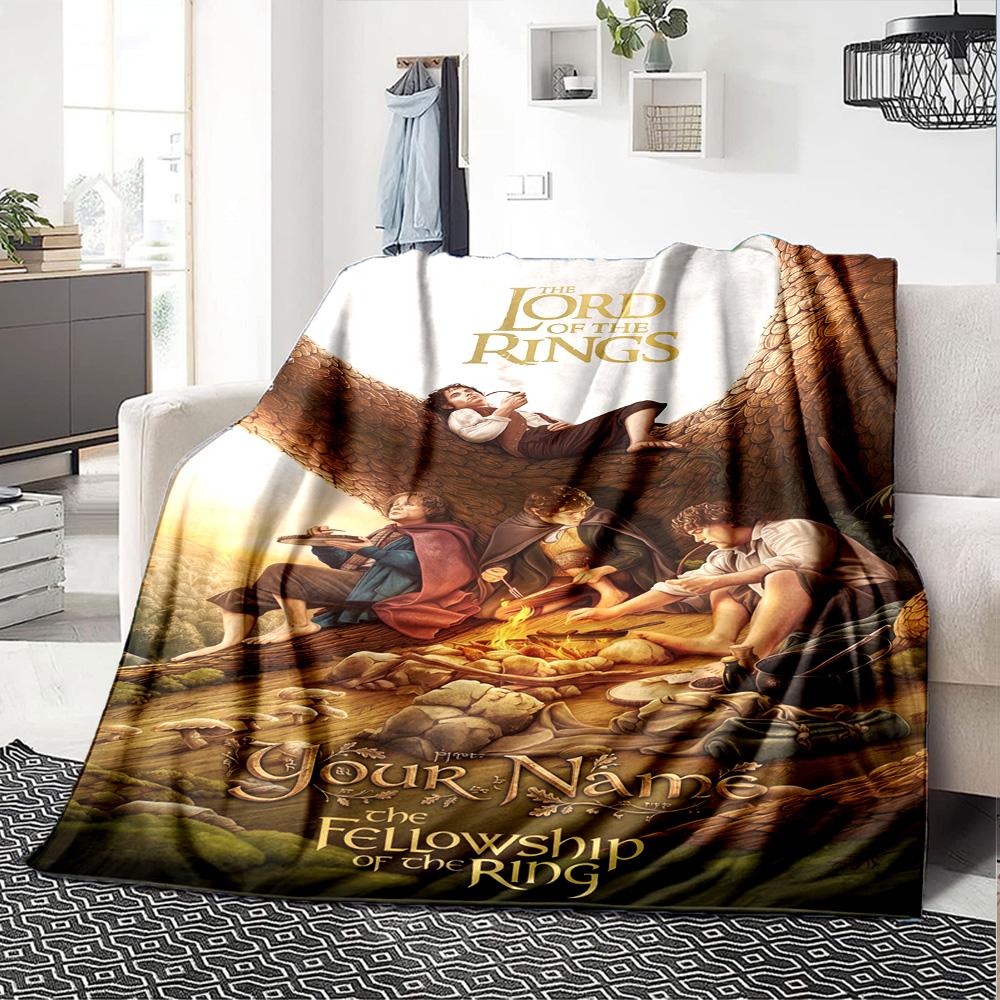 Lord Rings Customize Text Blanket Cozy Personalized Blanket Durable Comfort for Sofa Bed Office Chair Nap Ideal for All Seasons