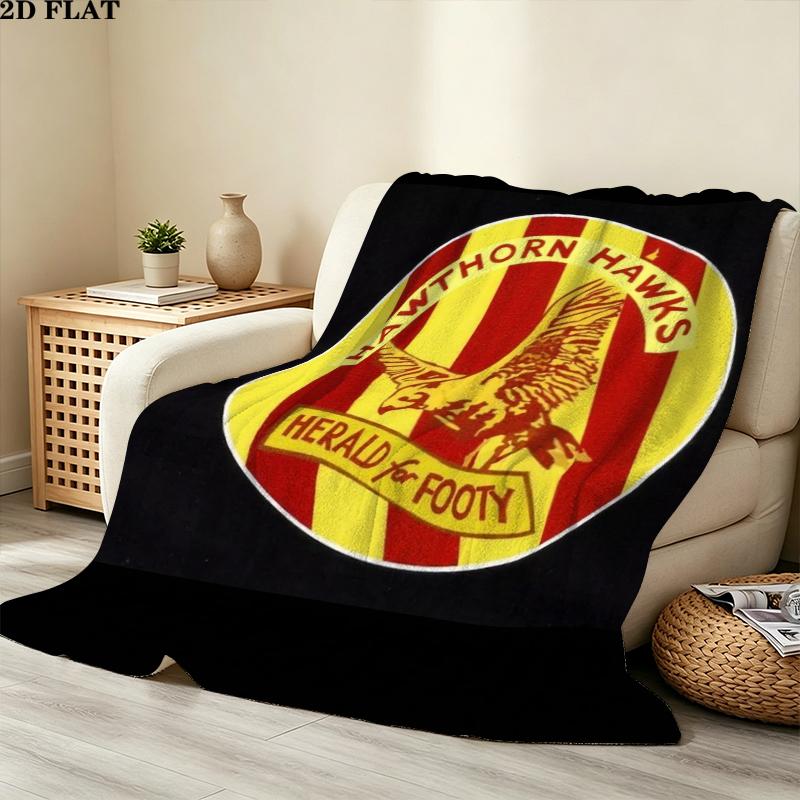 Hawthorn Football Club Print Flannel Blanket, High quality Comfortable for All Seasons, Home Decor, Warmth and Comfort, Perfect for Christmas Gifts