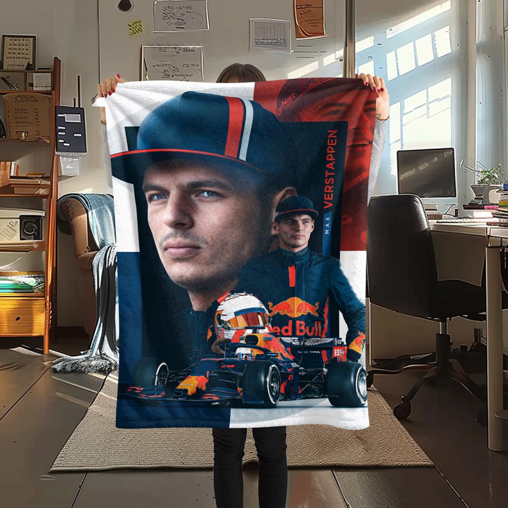1 pièce Couverture en Flanelle Imprimée Max Verstappen, Haute qualité Toutes Saisons, Décoration d'Intérieur, Chaleur et Confort, Parfaite pour les Cadeaux de Noël