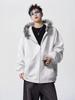 Unisex American Retro Fur Collar Hooded Cardigan